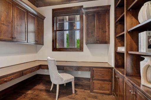 Main level convenience meets elevated style in this private home office.