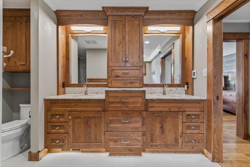 Attached to the primary bedroom is a spa-like ensuite.