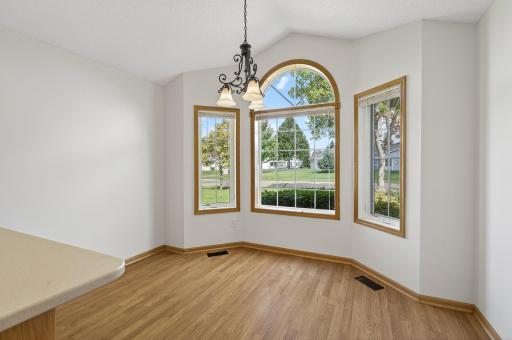 View of dining space with large windows allowing for natural light!