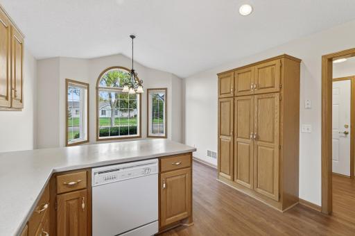 View of additional dining space and pantry storage.