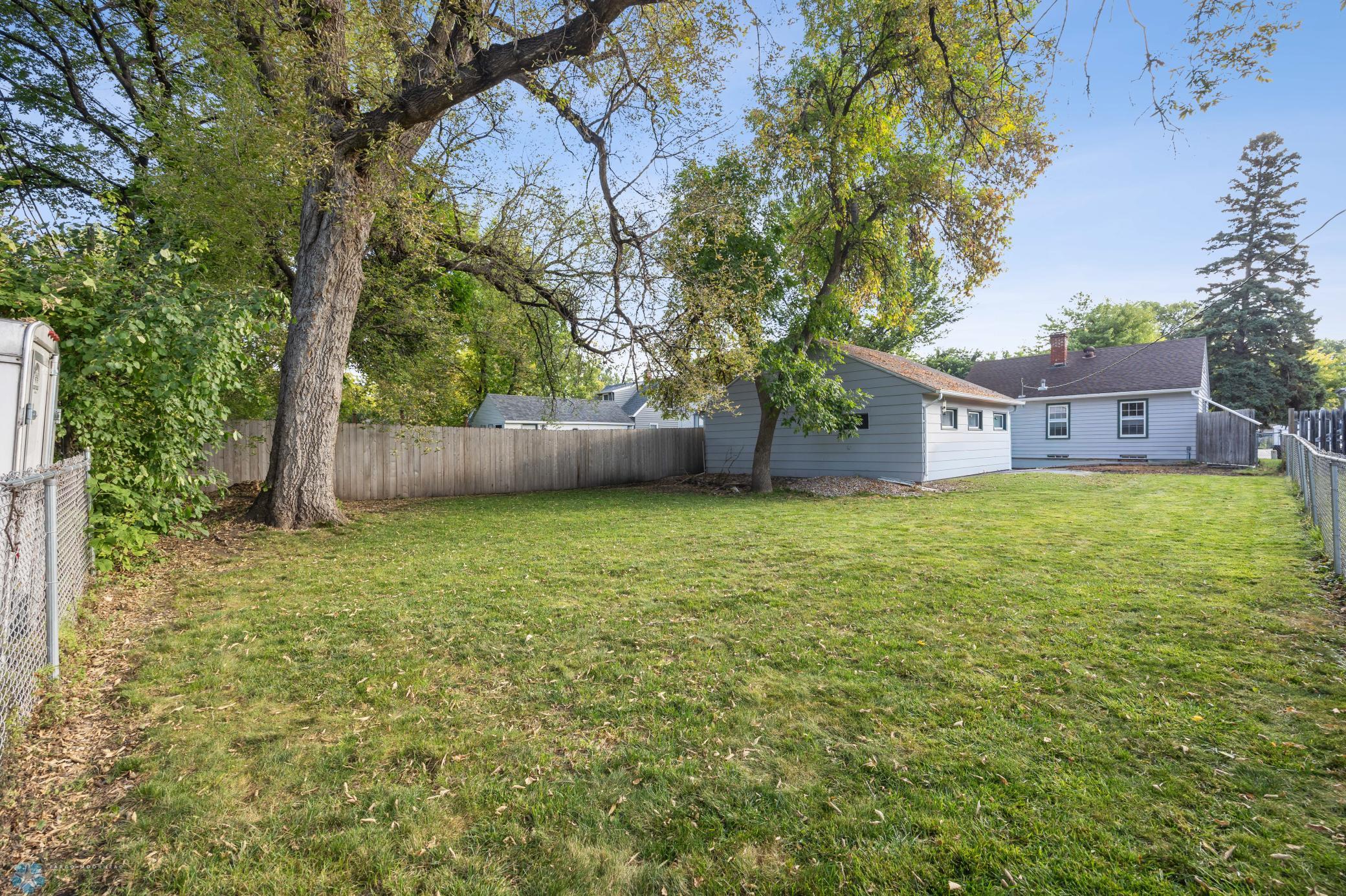 Mostly fenced yard