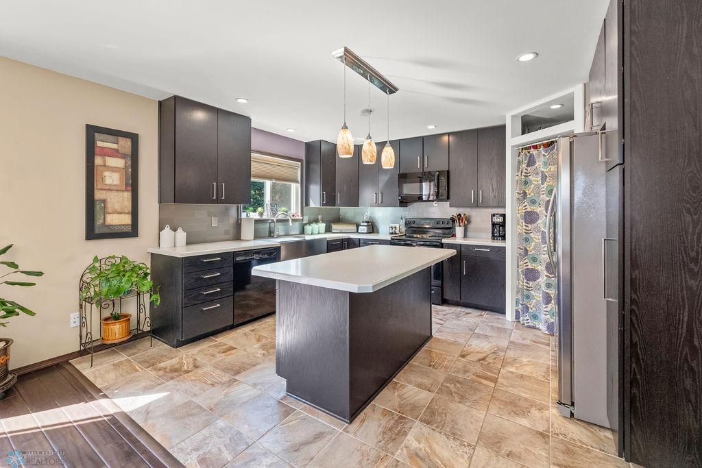Kitchen view 1, ceramic tile floors