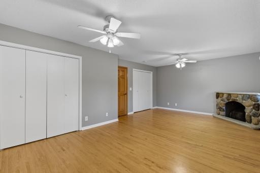 Enjoy your large primary bedroom with 2 closets and beautiful hardwood floors.