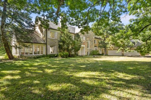 The grand home is built completely of Kasota stone and uncompromised construction materials