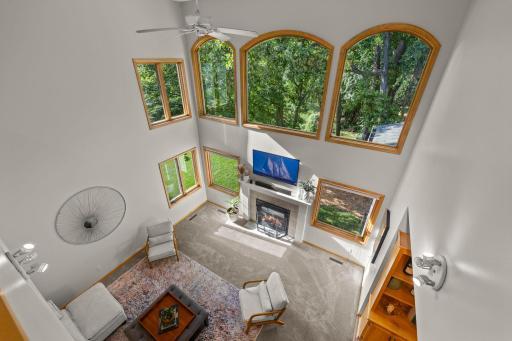 View of the walls of windows in the main floor living space