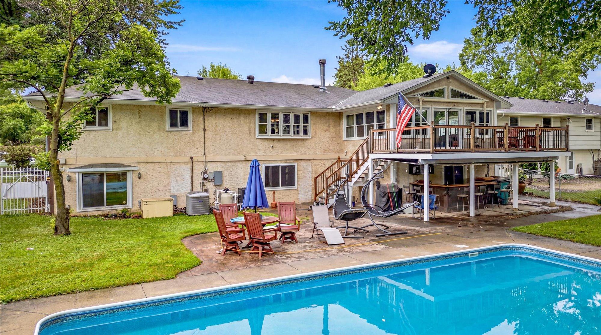 Every angle showcases the incredible backyard oasis.