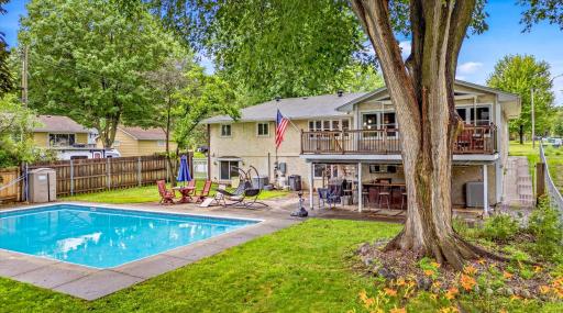 Mature trees create privacy and a peaceful outdoor setting.