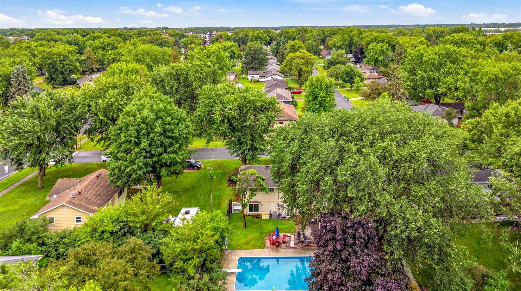 Take in sweeping aerial views of this beautiful New Hope neighborhood.
