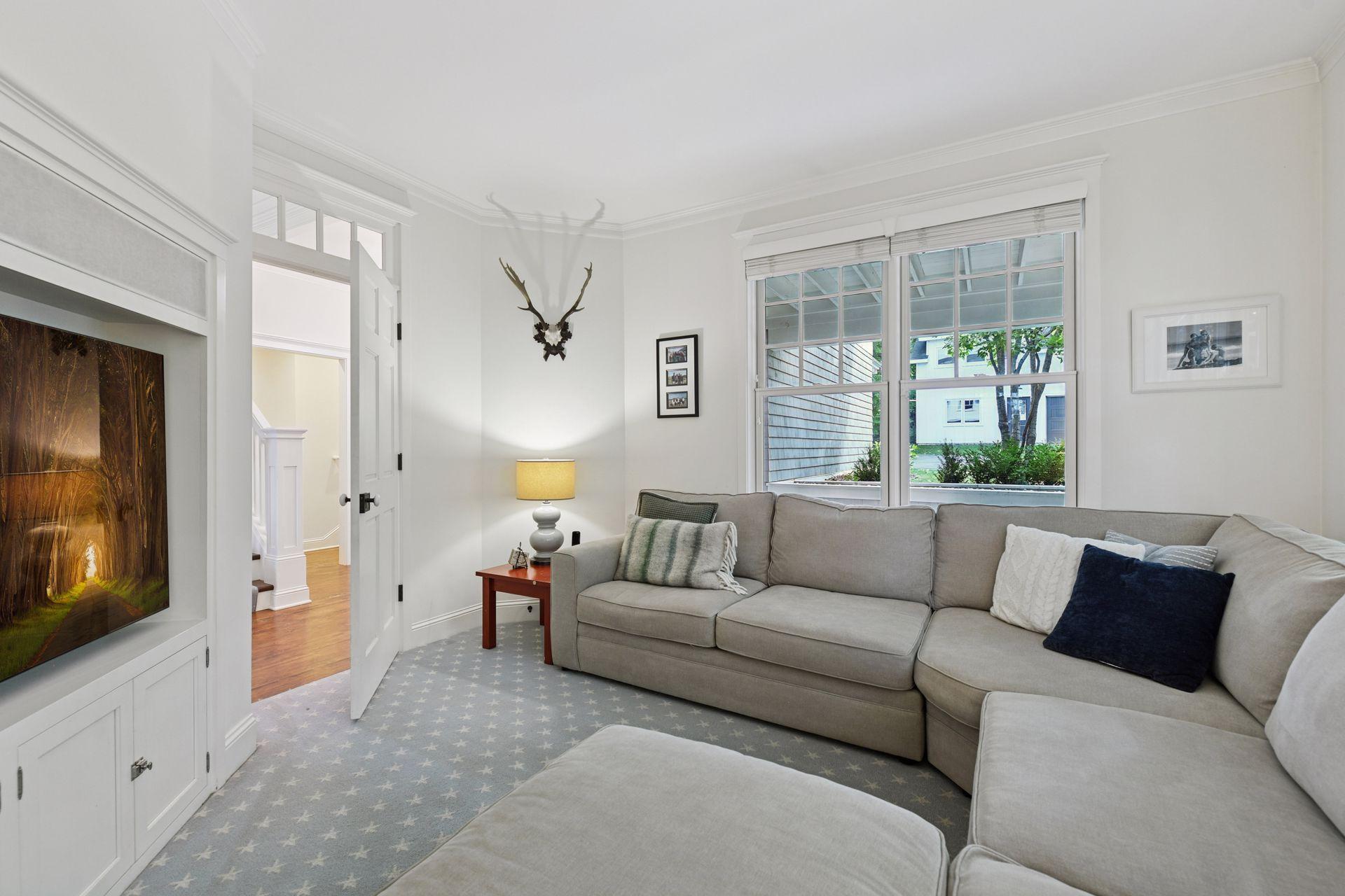 The TV room is a relaxing space where you will enjoy watching your favorite shows and movies. The room features designer carpeting and a built-in entertainment center.