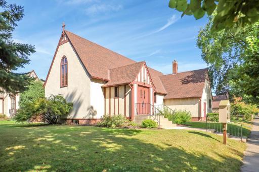 Charming church building on a corner lot.