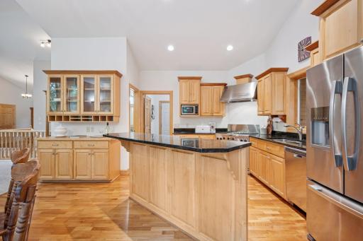 The built-in buffet is the perfect place for a coffee bar, wine bar or service area while entertaining.