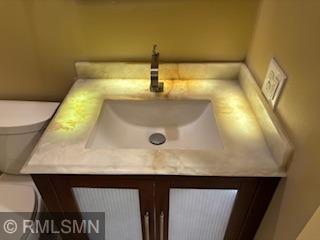 Main floor bathroom lighted vanity