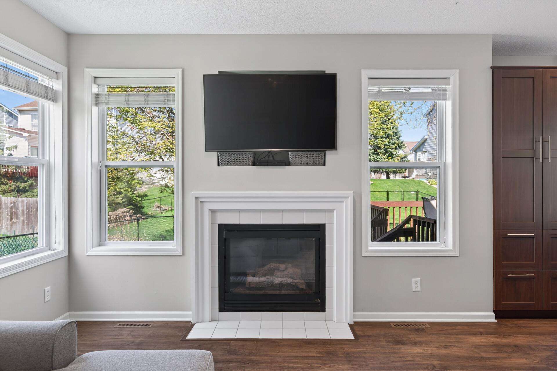 Family room gas fireplace