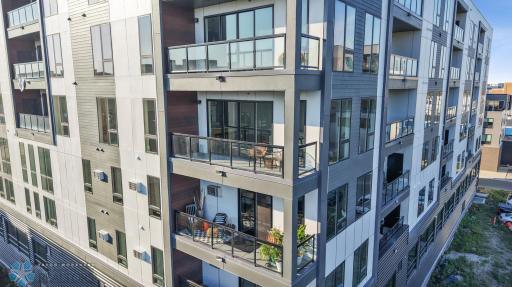 Aerial View of the Condo's Balcony located on the Southeast Corner of the Building