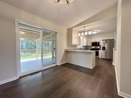 Dining room with access to large covered deck
