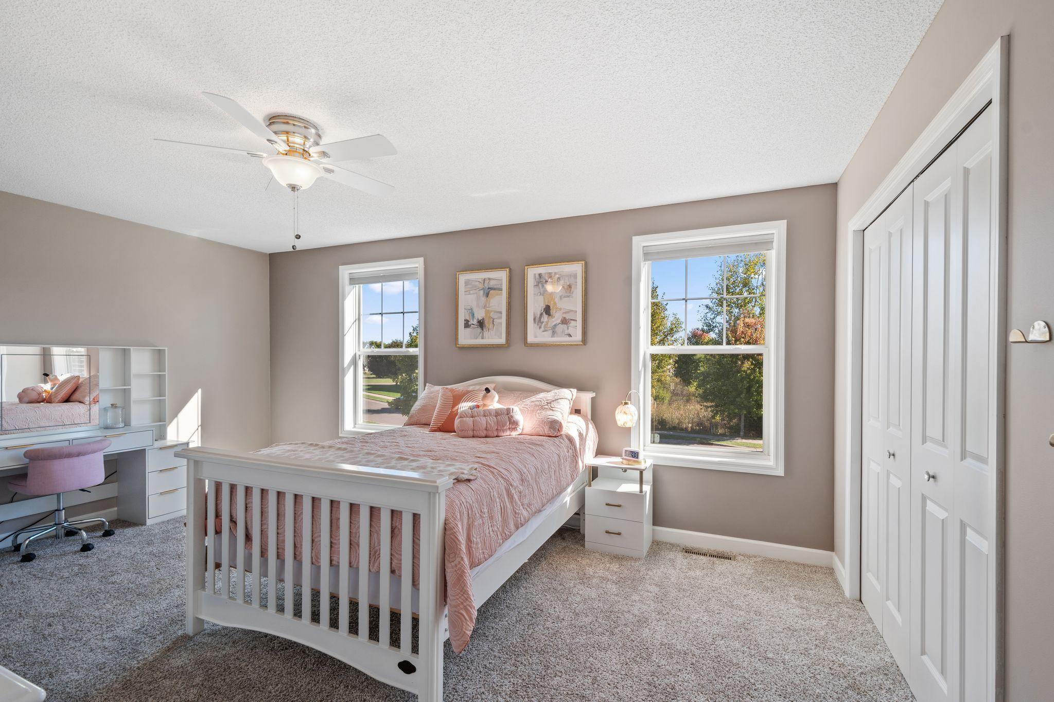 Large closets provide plenty of storage.