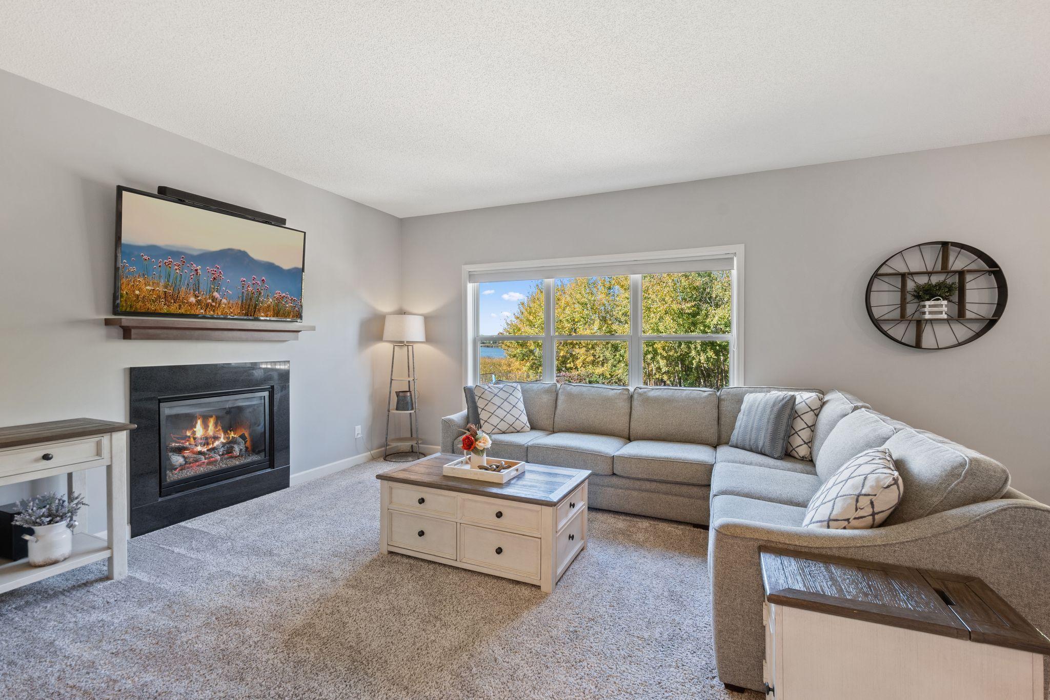 Keep cozy all year with the fireplace.