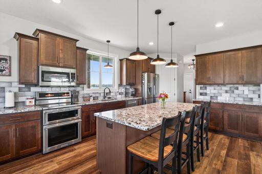 Huge kitchen island and lots of counter space.
