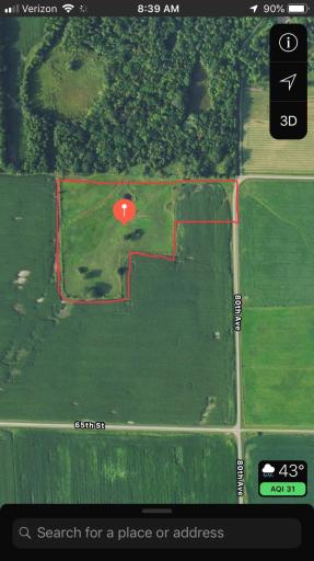 Aerial view of what the 11 acres looks like, no wetland, all usable land.