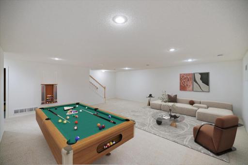 Virtually staged lower level 22x22 family room