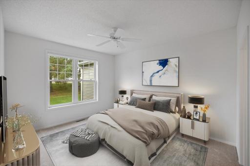 Virtually staged primary bedroom