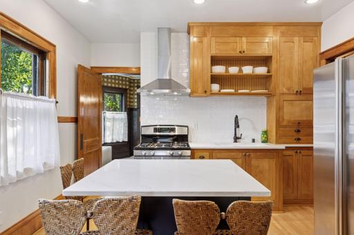 Custom cabinets were made to keep the original feel of the house-yet bring in modern conveniences.