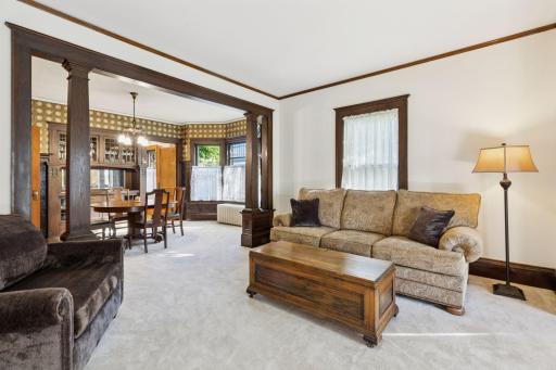 The freshly painted living room and foyer give the home a refreshed, move-in-ready look.