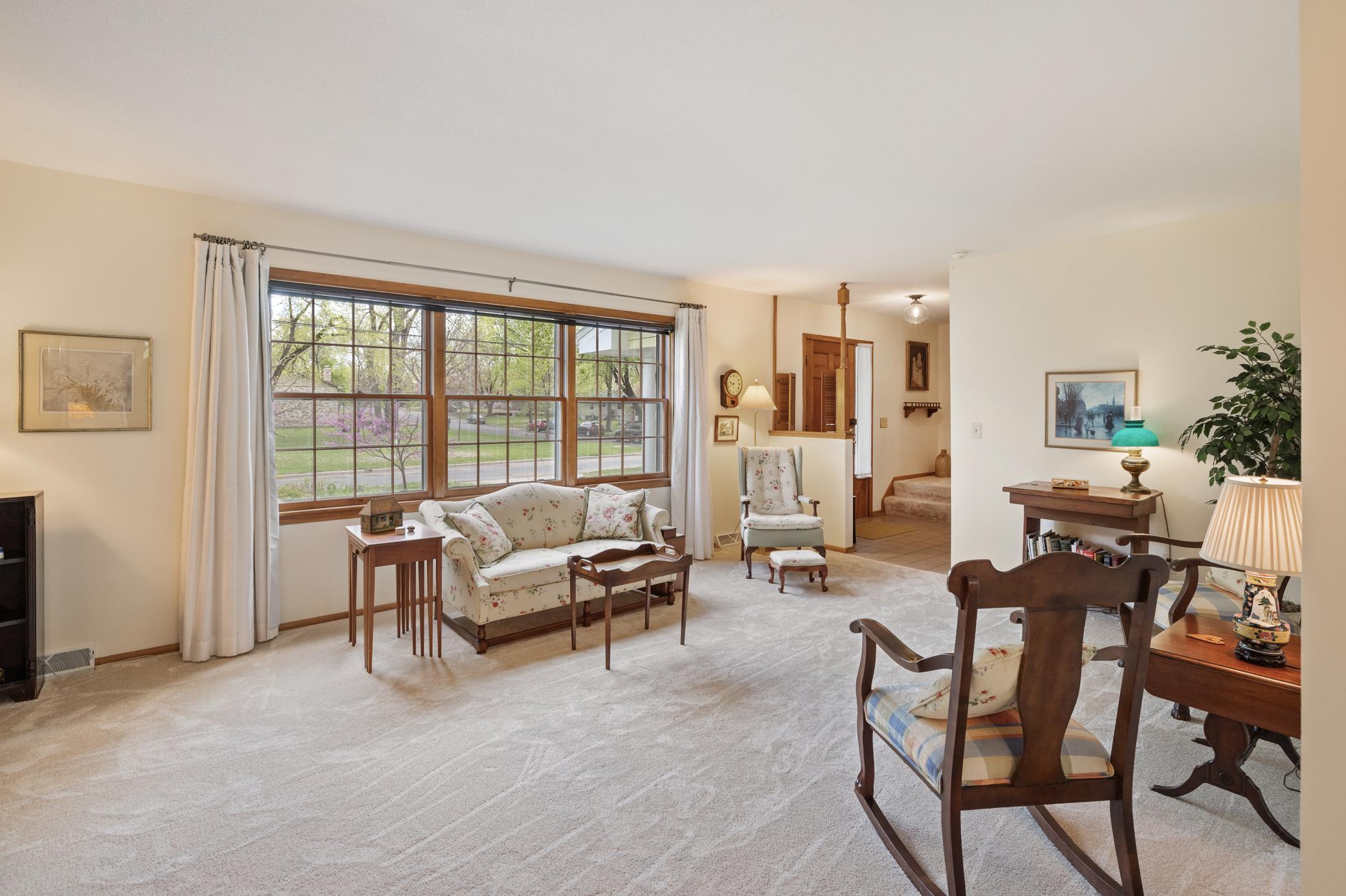 Spacious, sun-lit living room...
