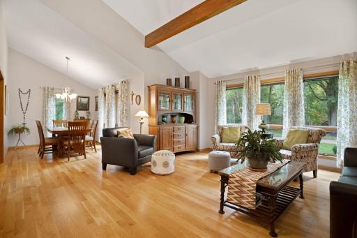 Wonderful open floor plan with vaulted ceilings and hardwood floors.