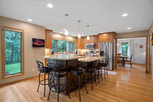 Stunning kitchen remodel, including new ceilings and hardwood floors.