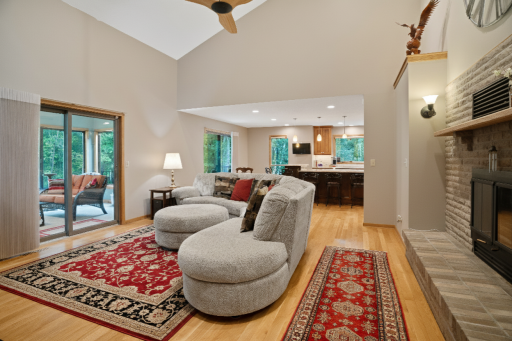 This large family room leads to the 3 season porch.