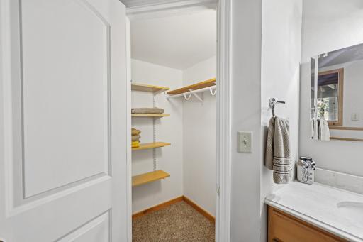Very large closet addition in lower level bathroom