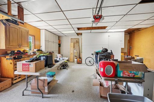 Built in storage cabinets in extra deep & wide attached garage