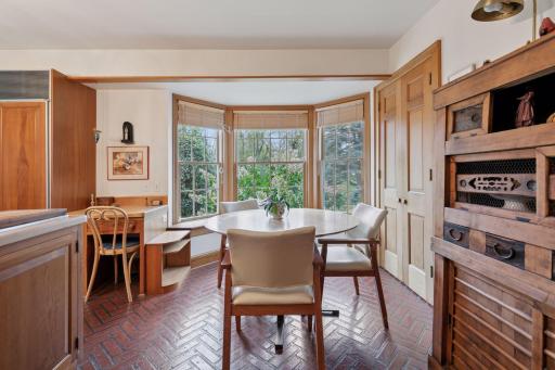The red brick tiles in the kitchen were imported from England.