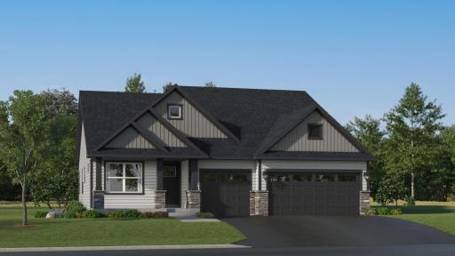 Exterior rendering of what the home will look like. (Color packages and finishes will vary)