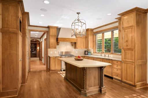 Layout flows easily into adjoining living and dining areas