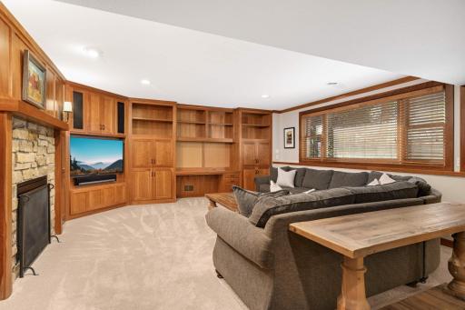 Lower level family room easily adapts to any occasion
