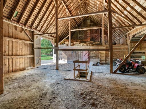 Hayloft in older barn and stairs to the lower level for the livestock.