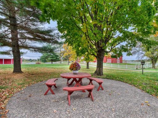 Aggregate patio just outside the kitchen entrance, what a view!