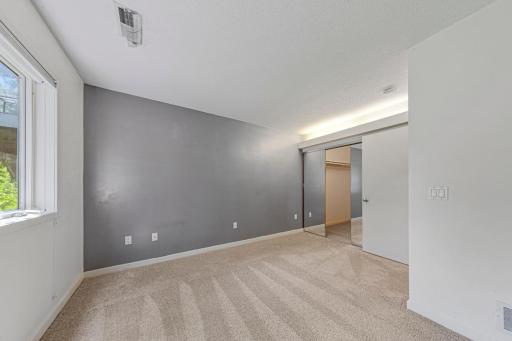 Lower level primary with walk through closet