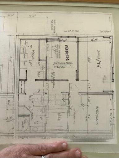 Seller's 1/4 scale schematic rendering of unfinished space as 3rd bedroom and additional living room