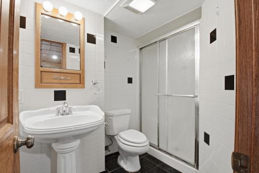 Nicely updated 3/4 lower level bathroom