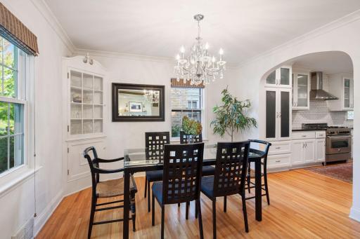 Formal dining room with original built-in
