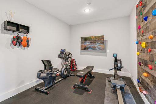 Exercise Room off Garage with Child's Climbing Wall