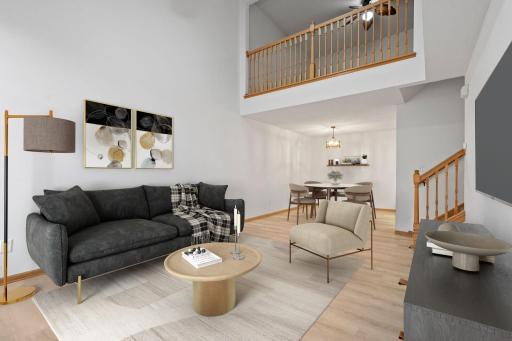 Virtual staged living room to show potential