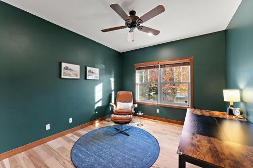 The main level second bedroom is currently in use as an office