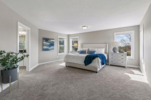 Enjoy this large primary suite that has room for plenty of furniture.