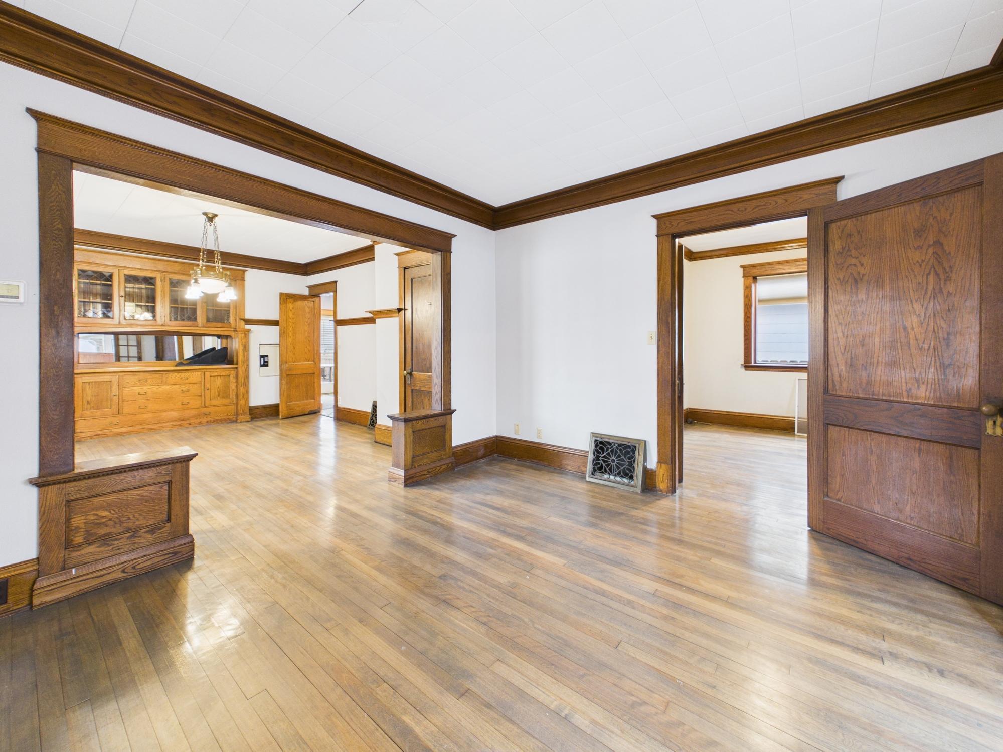 Main floor living room looking into dining room - 3032 Longfellow Ave., Minneapolis