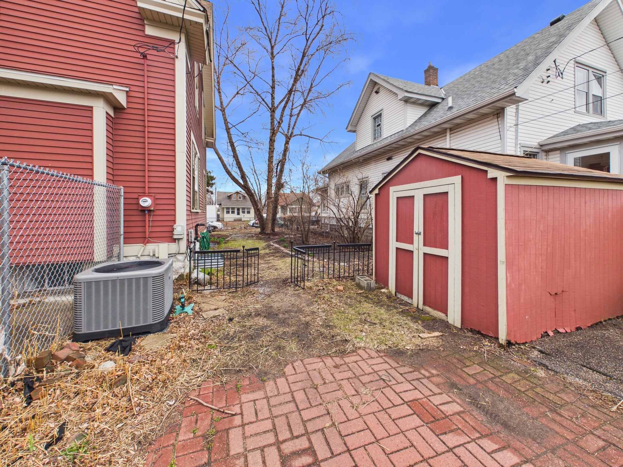 Storage shed, newer central air conditioning and side yard - 3032 Longfellow Ave., Minneapolis