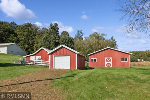 Barn has box stalls and tack room, single stall garage for storage, smaller barn for goats, sheep, chickens - you name it!